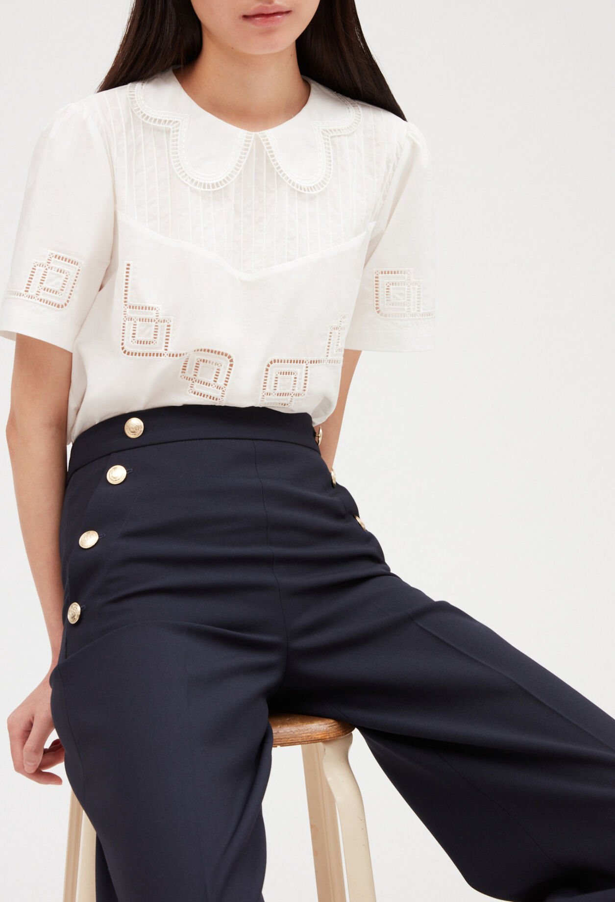 Navy trousers with braces