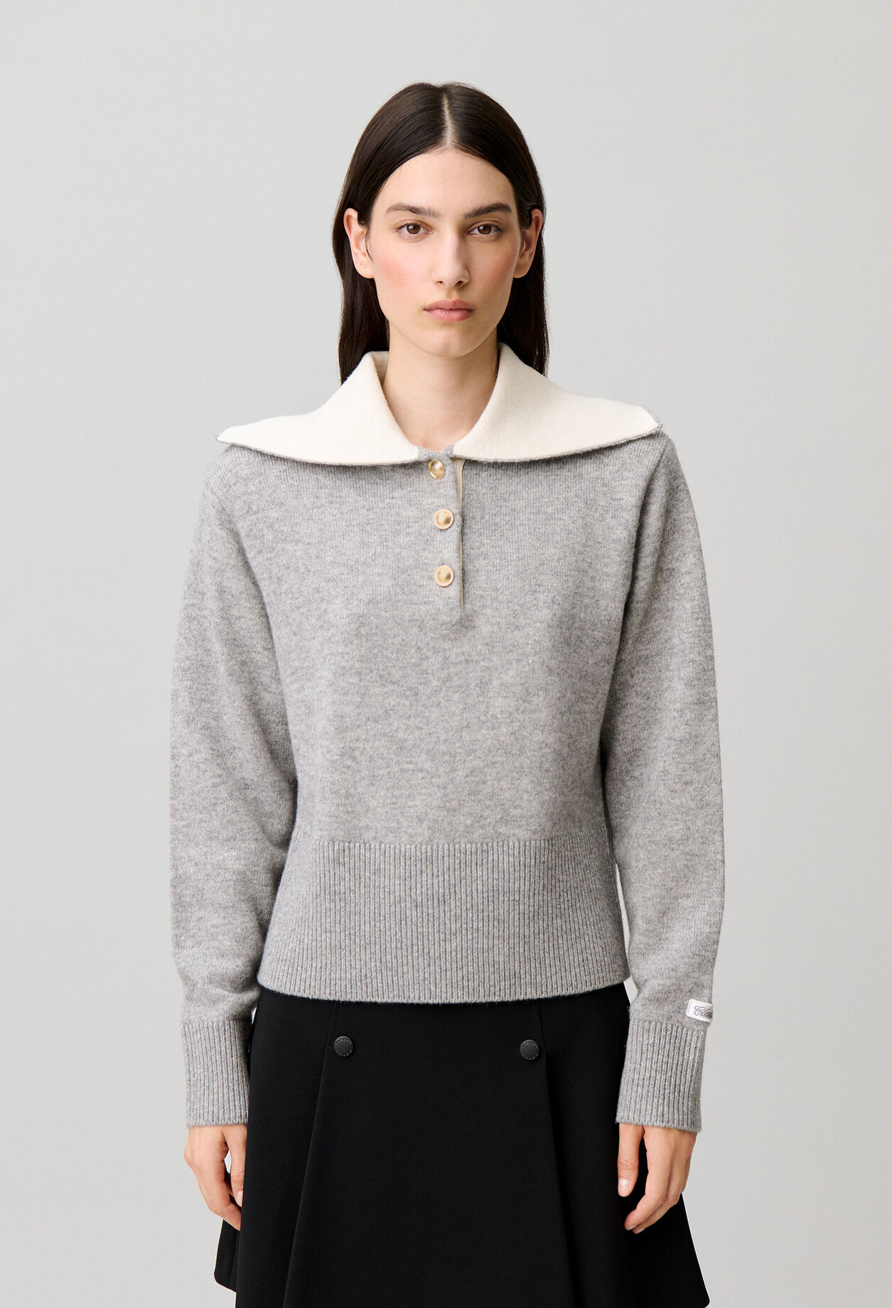 Relaxed wool half-zip jumper