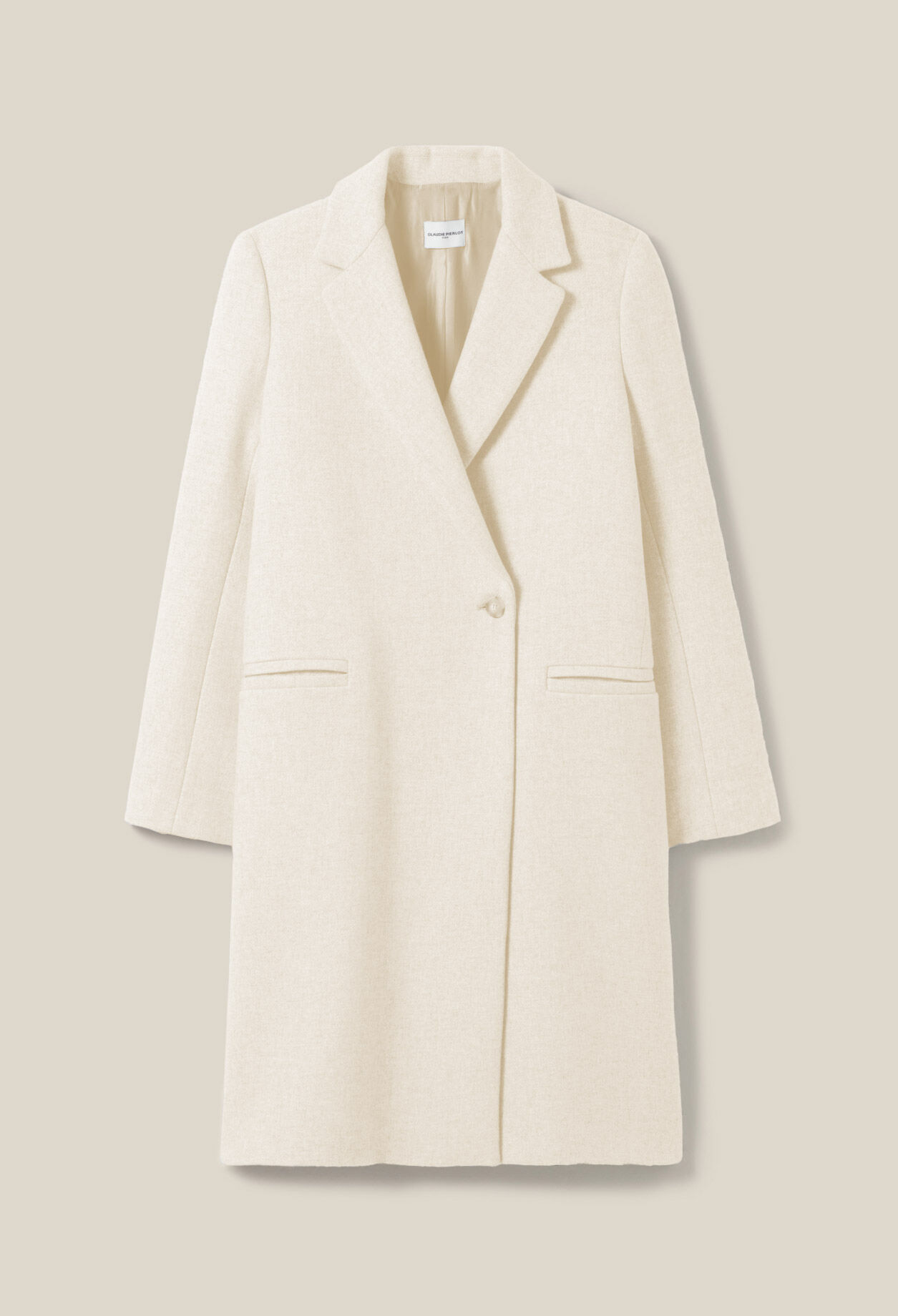 Tailored ecru mid-length coat