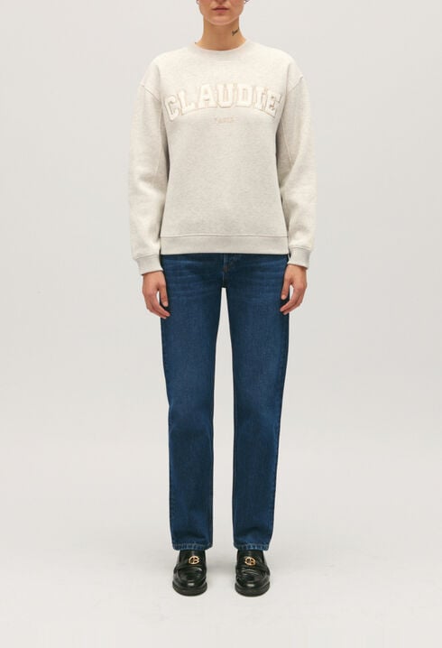 Marled grey knit sweatshirt