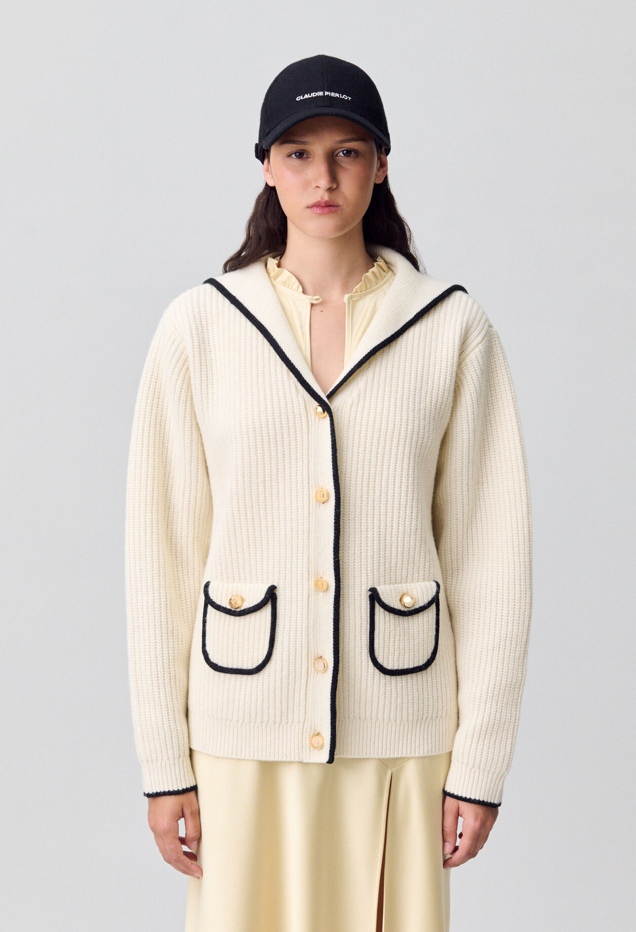 CLAUDIE PIERLOT ストライプカーディガン Chunky knit cardigan for women | Claudie Pierlot