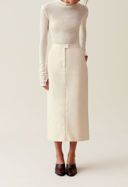 Pale beige midi skirt