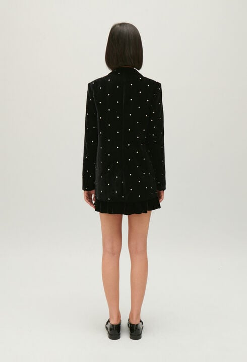 Two-tone velour suit jacket