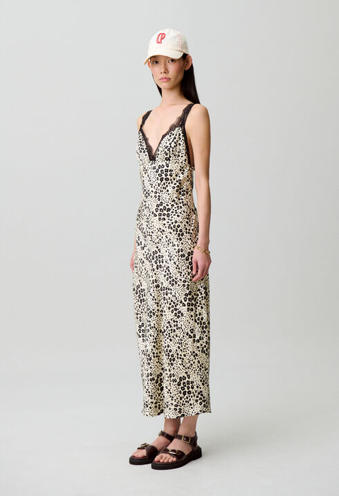 Satin animal print dress