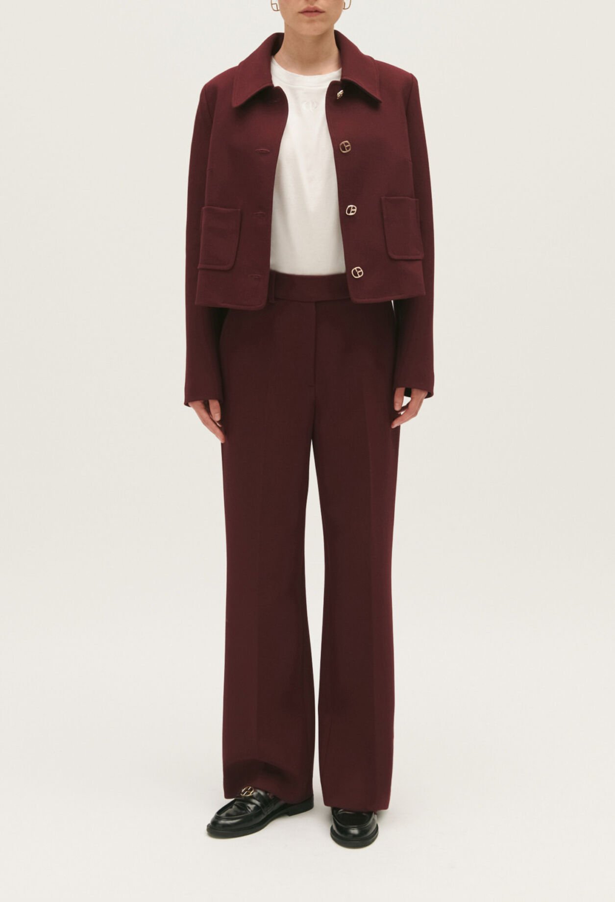 Straight-fit burgundy trousers