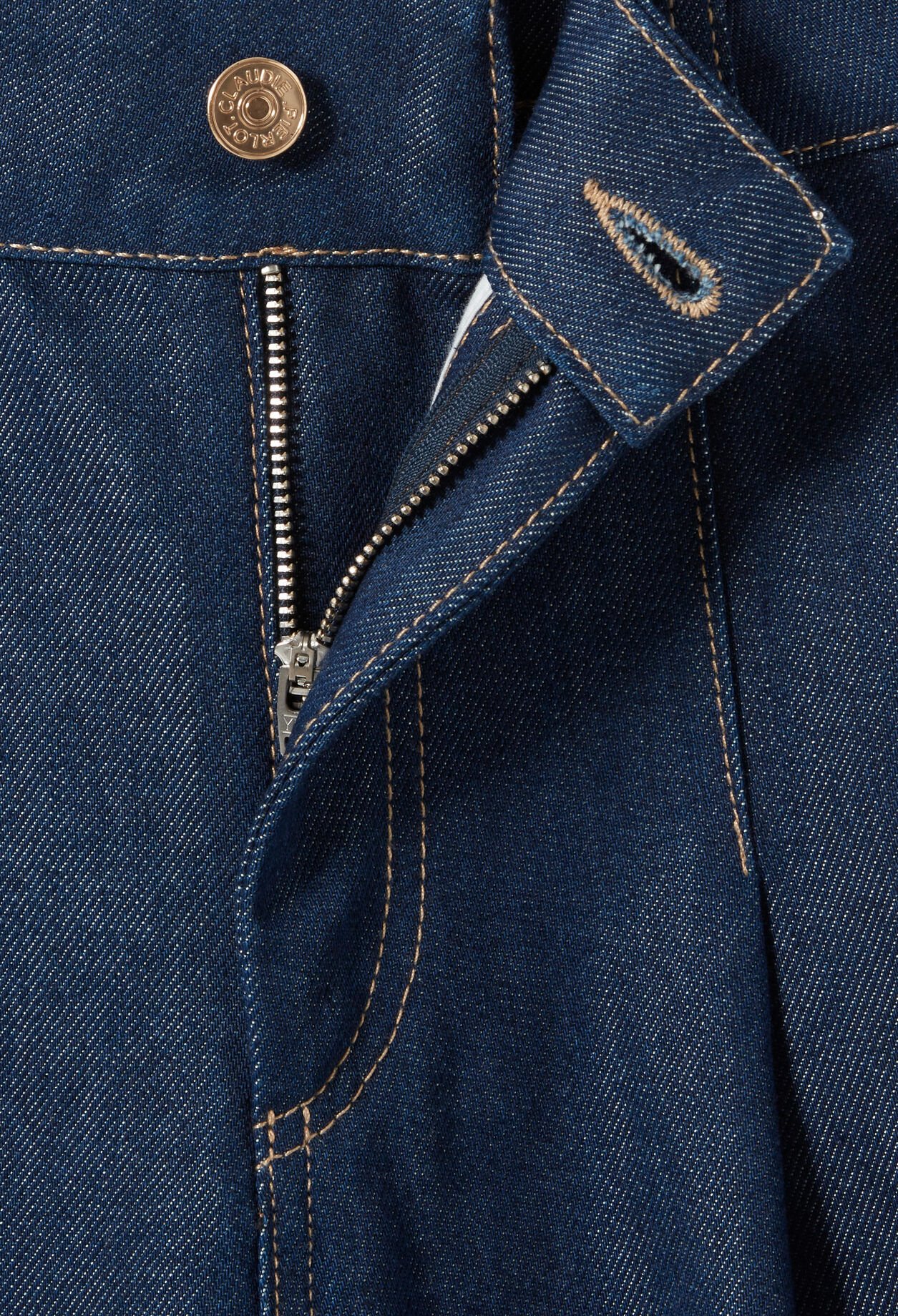Raw denim straight-cut jeans