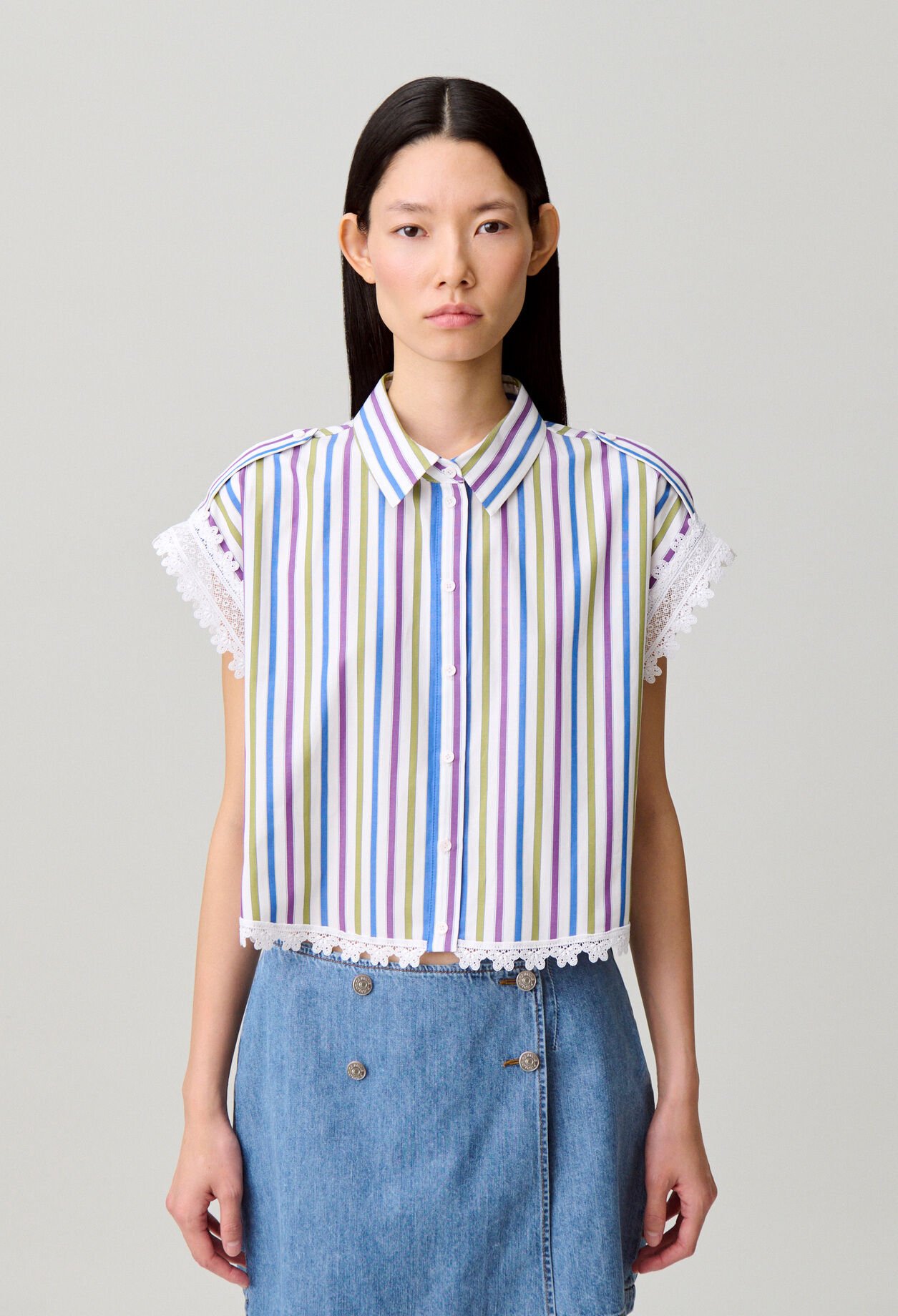 Striped lace shirt