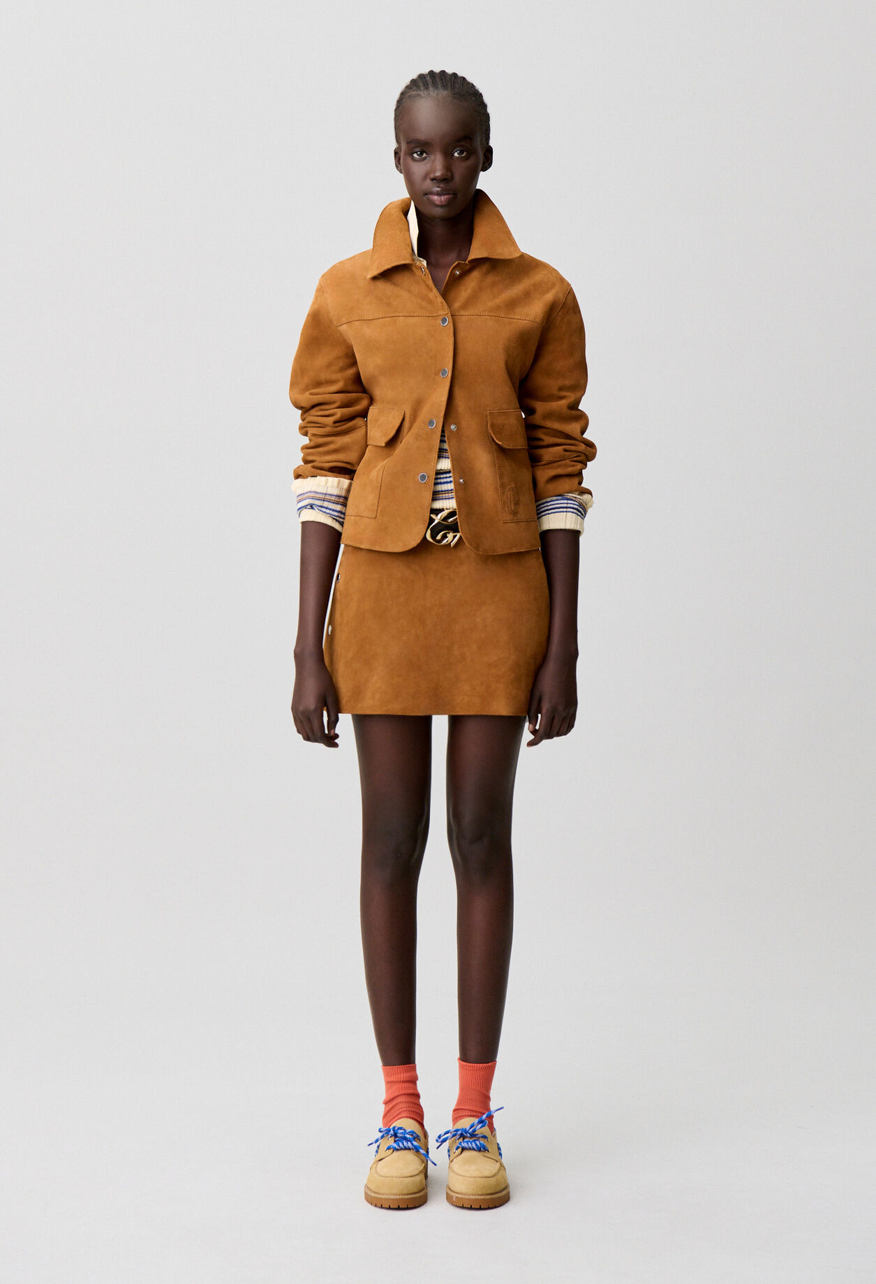 Suede mini skirt