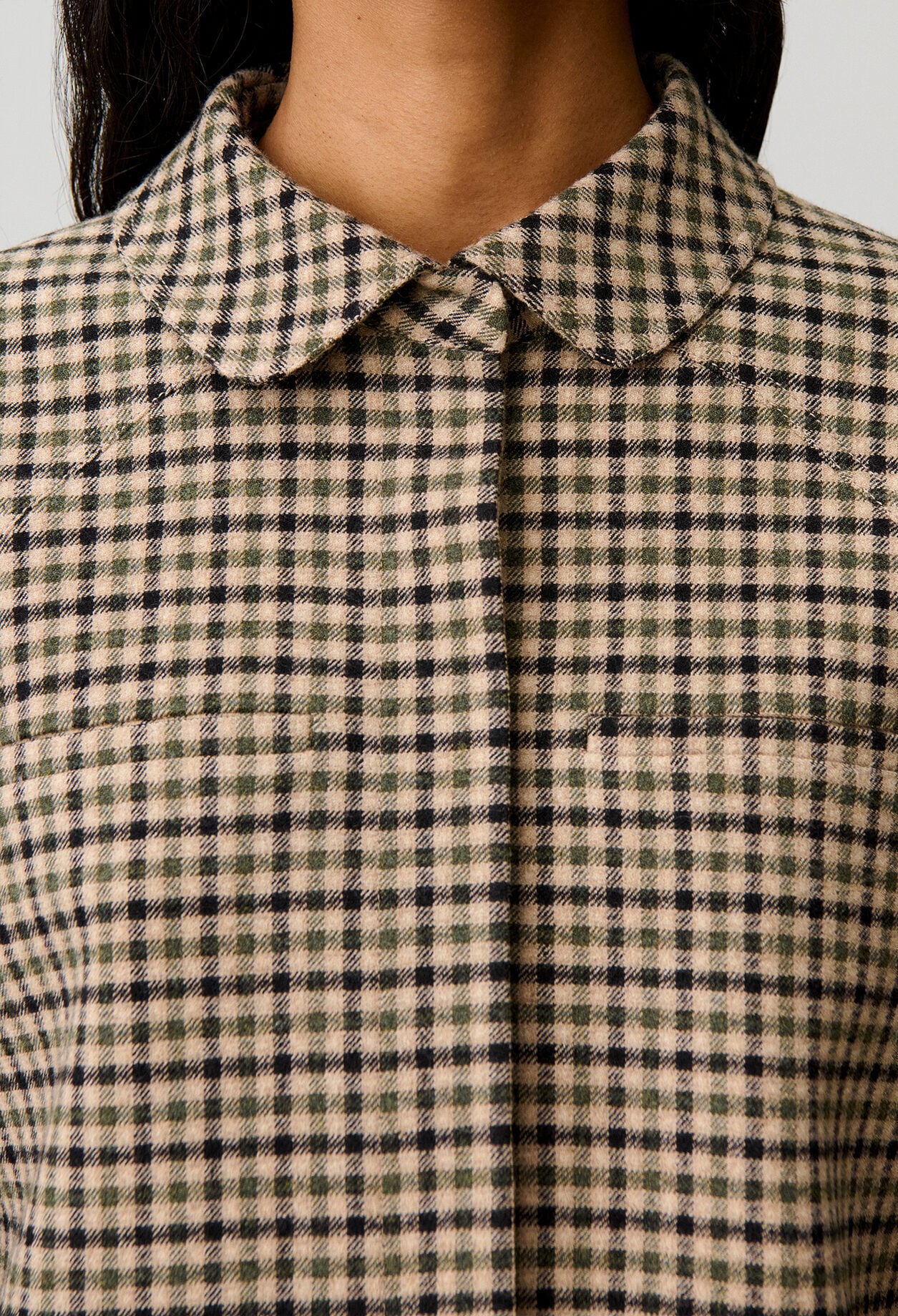 Short checked wool blend jacket