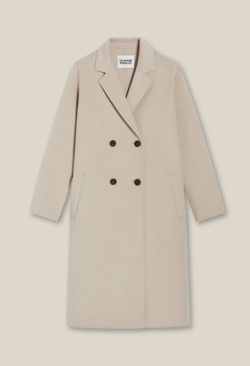 Mid-length beige wool blend coat 