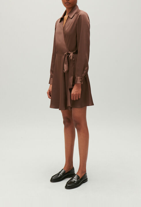 Rixie mocha brown short floaty dress
