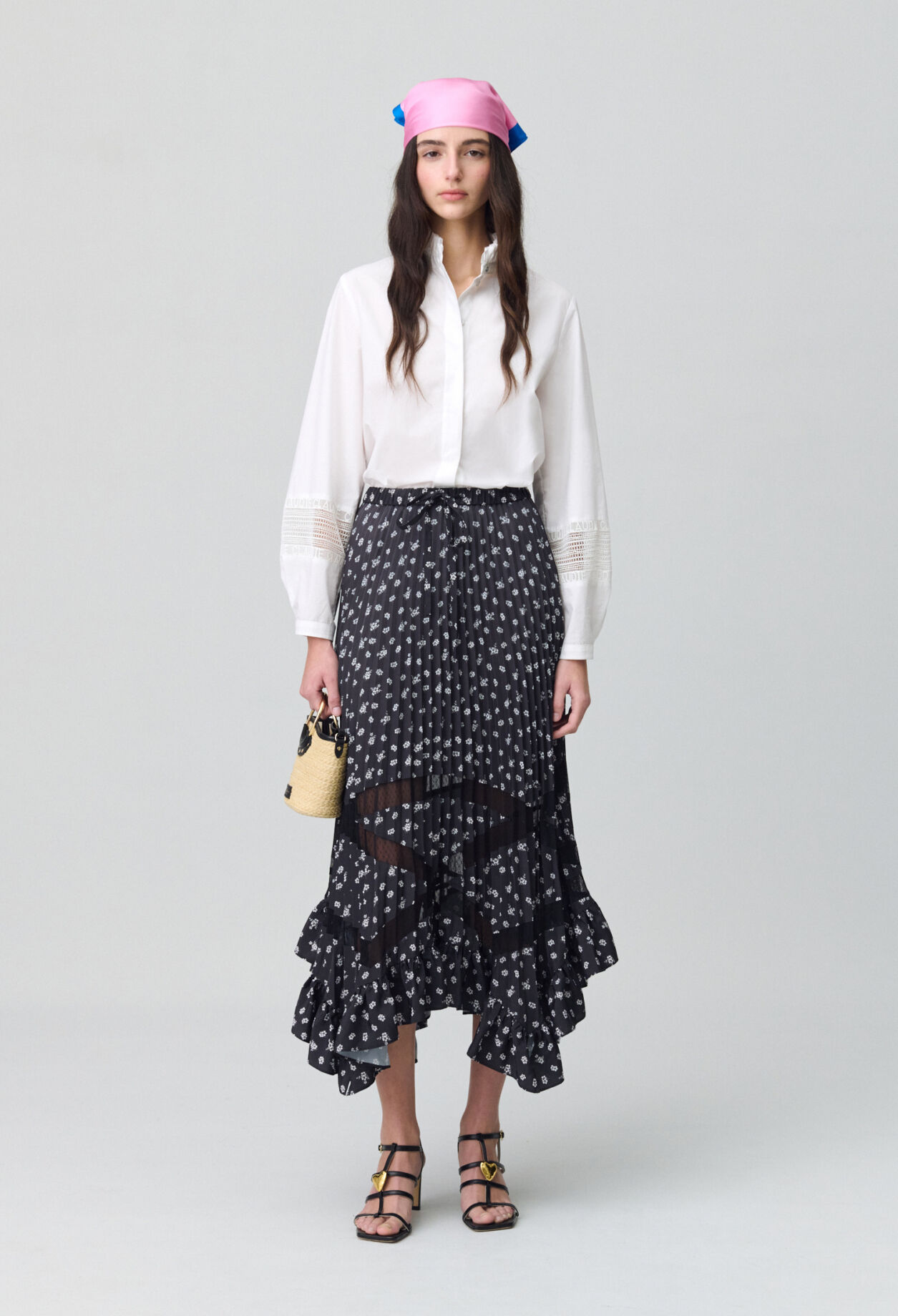 CLAUDIE PIERLOT★JUPE MIDI スカート Claudie Pierlot Striped Midi Skirt | White | FARFETCH