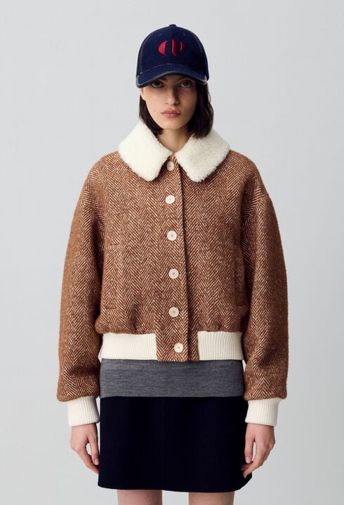 Faux Fur Collar Short Coat