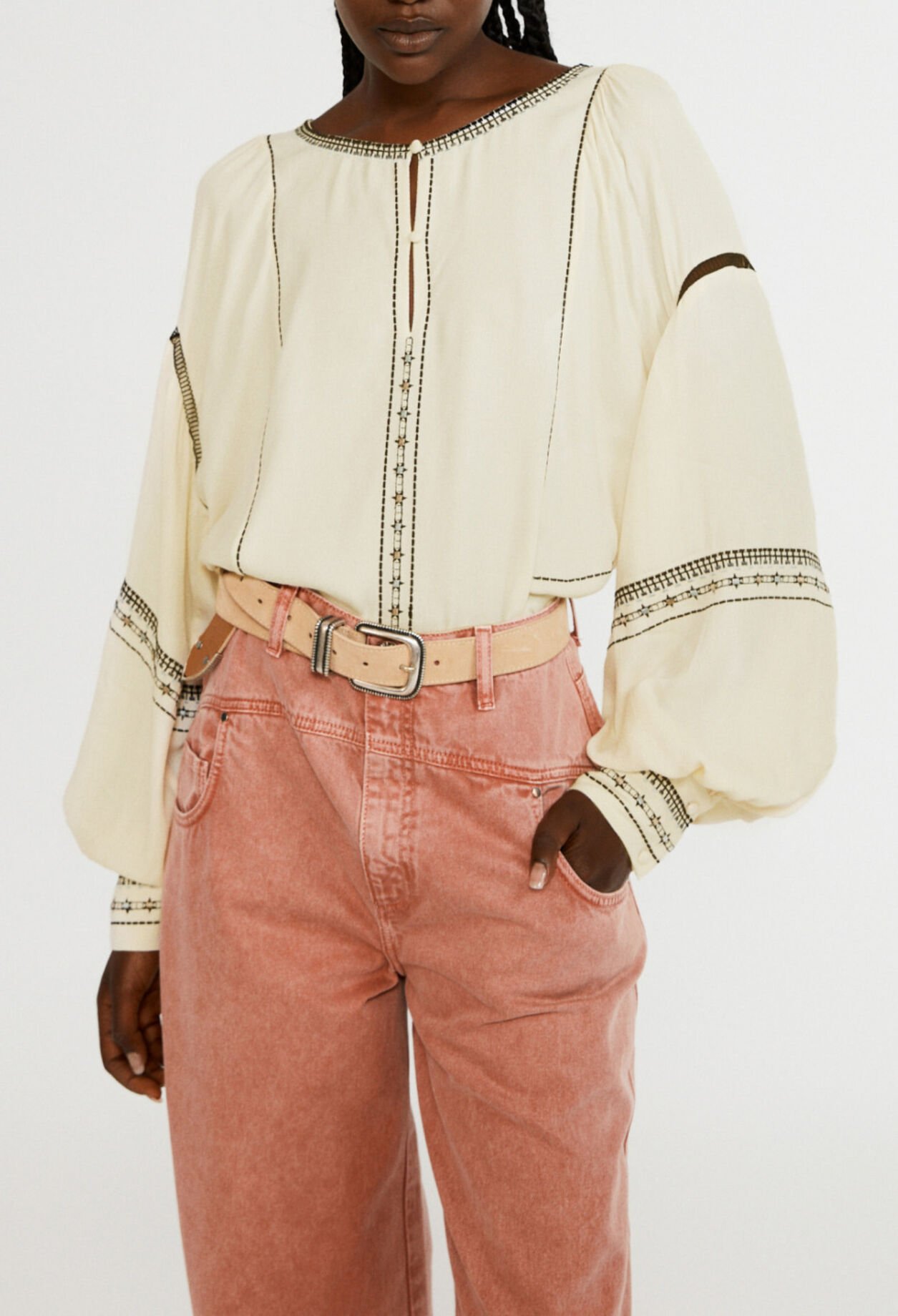 Flared fluid blouse