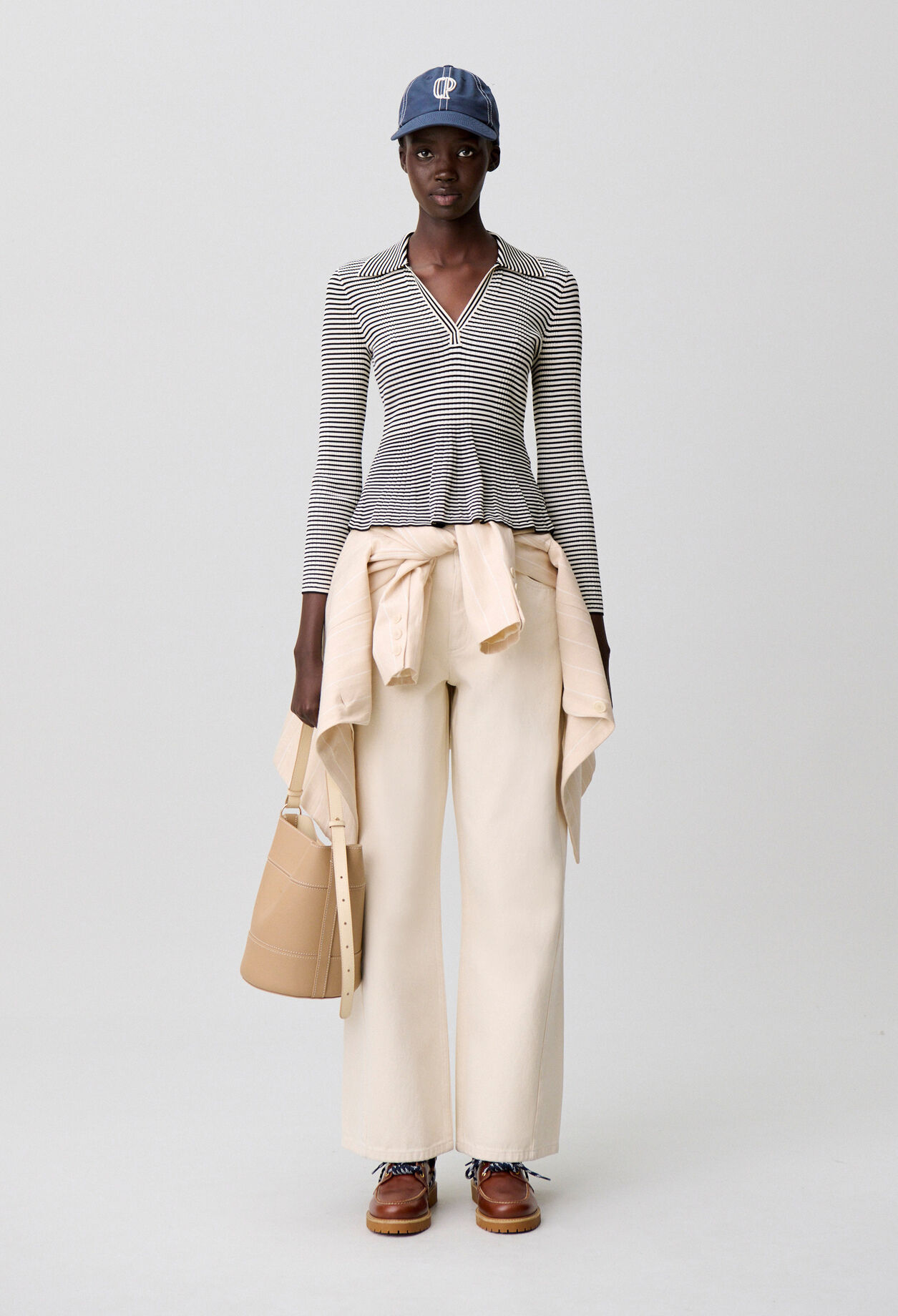 Striped long-sleeved top