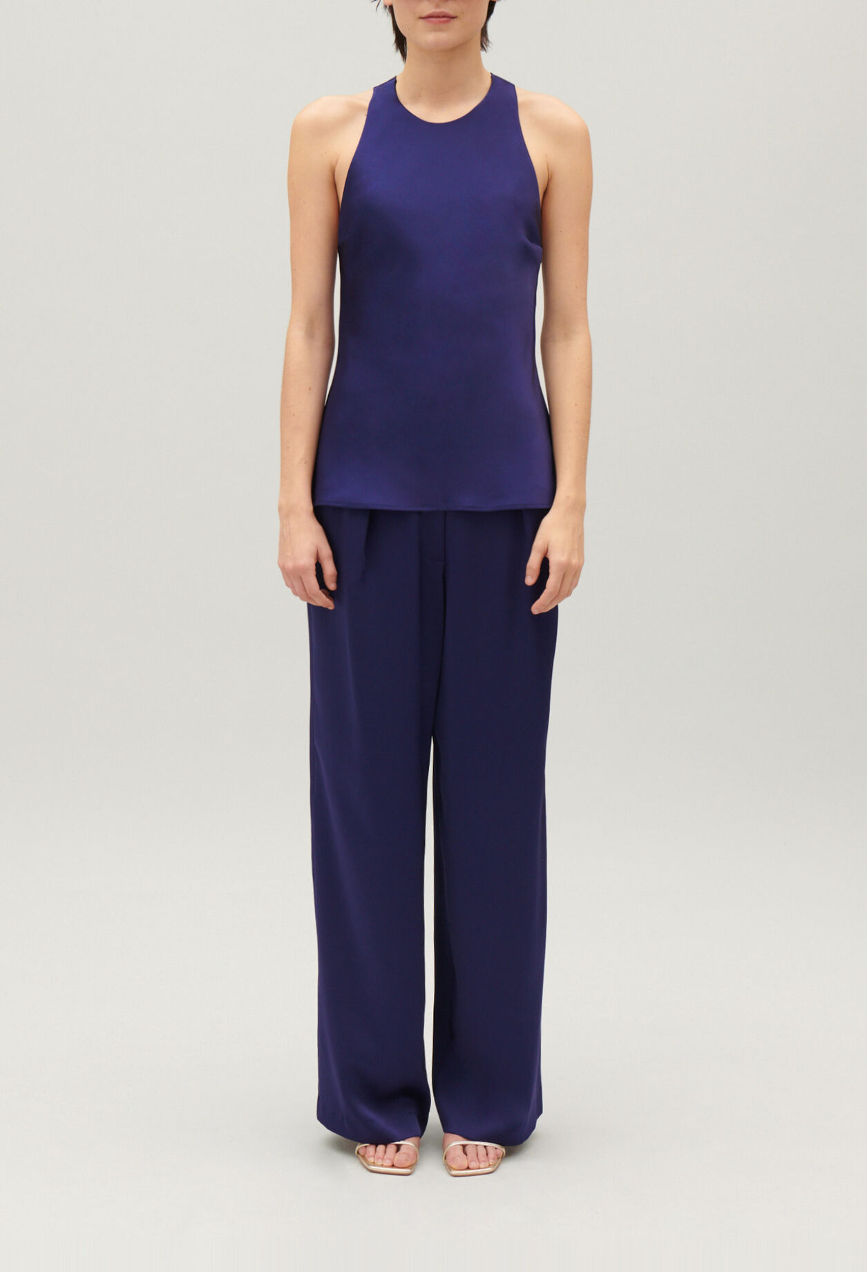 Indigo backless top