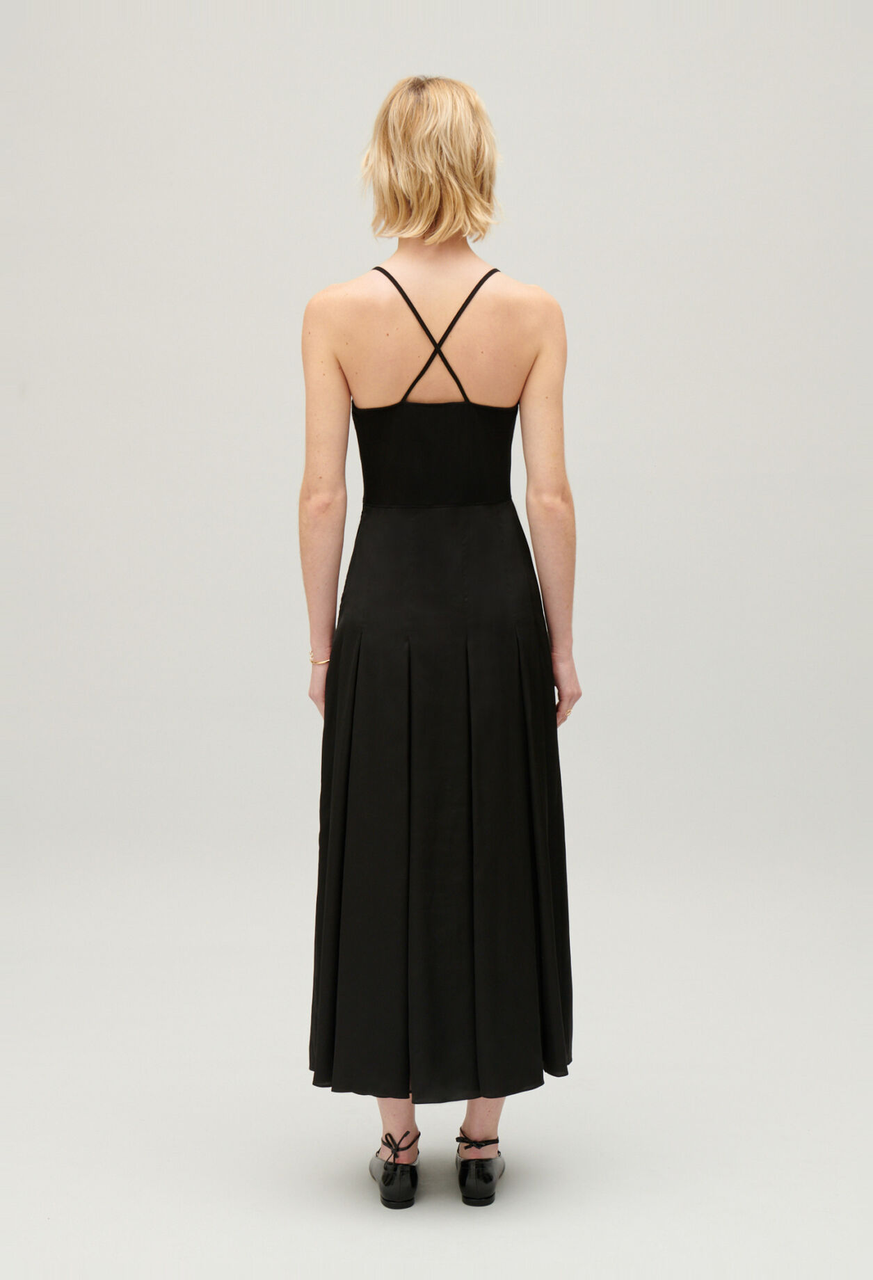 Black midi dress with crossover back