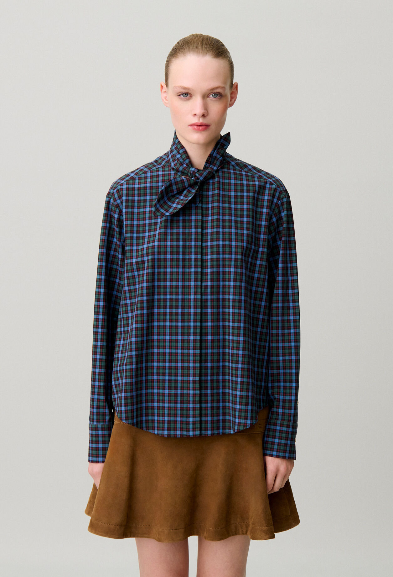 Poplin tie-neck shirt