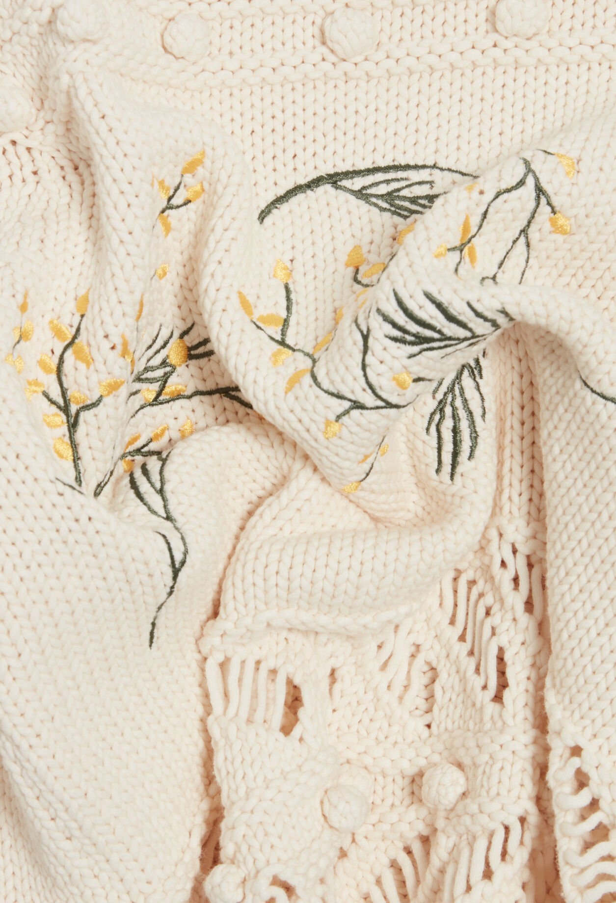 Knitted jumper with mimosa motifs