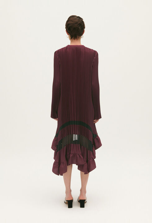 Pleated midi-length dress