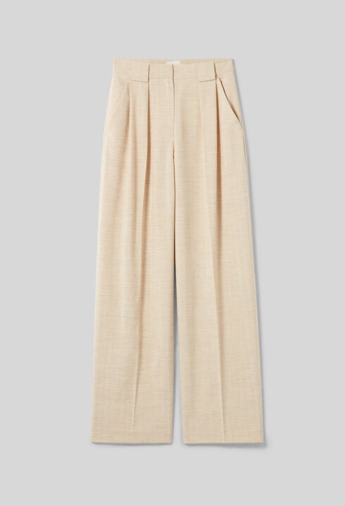 High-waisted wide-leg trousers