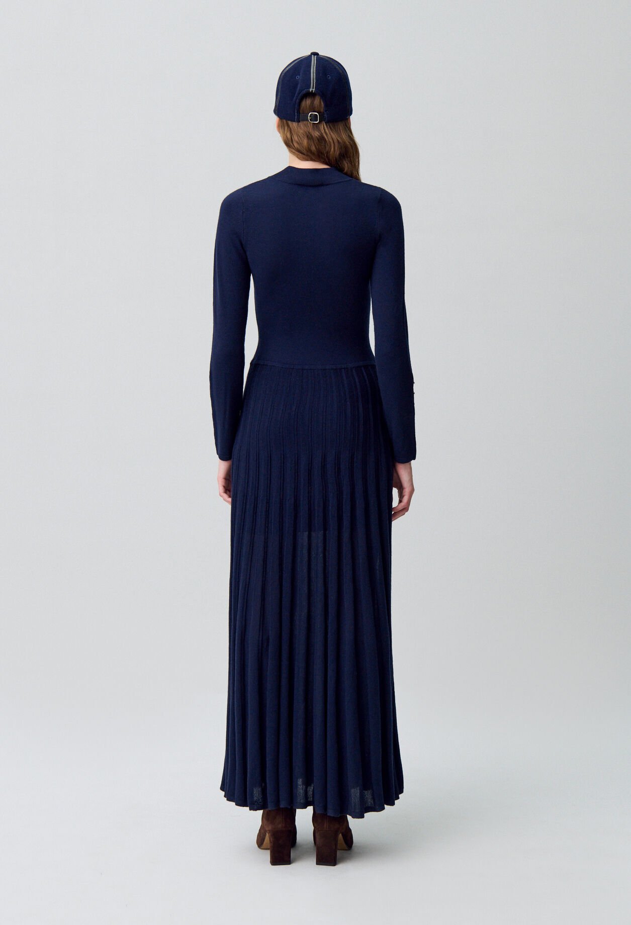 Long collared knit dress