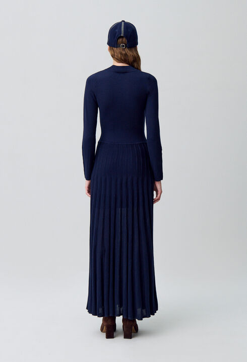 Long collared knit dress