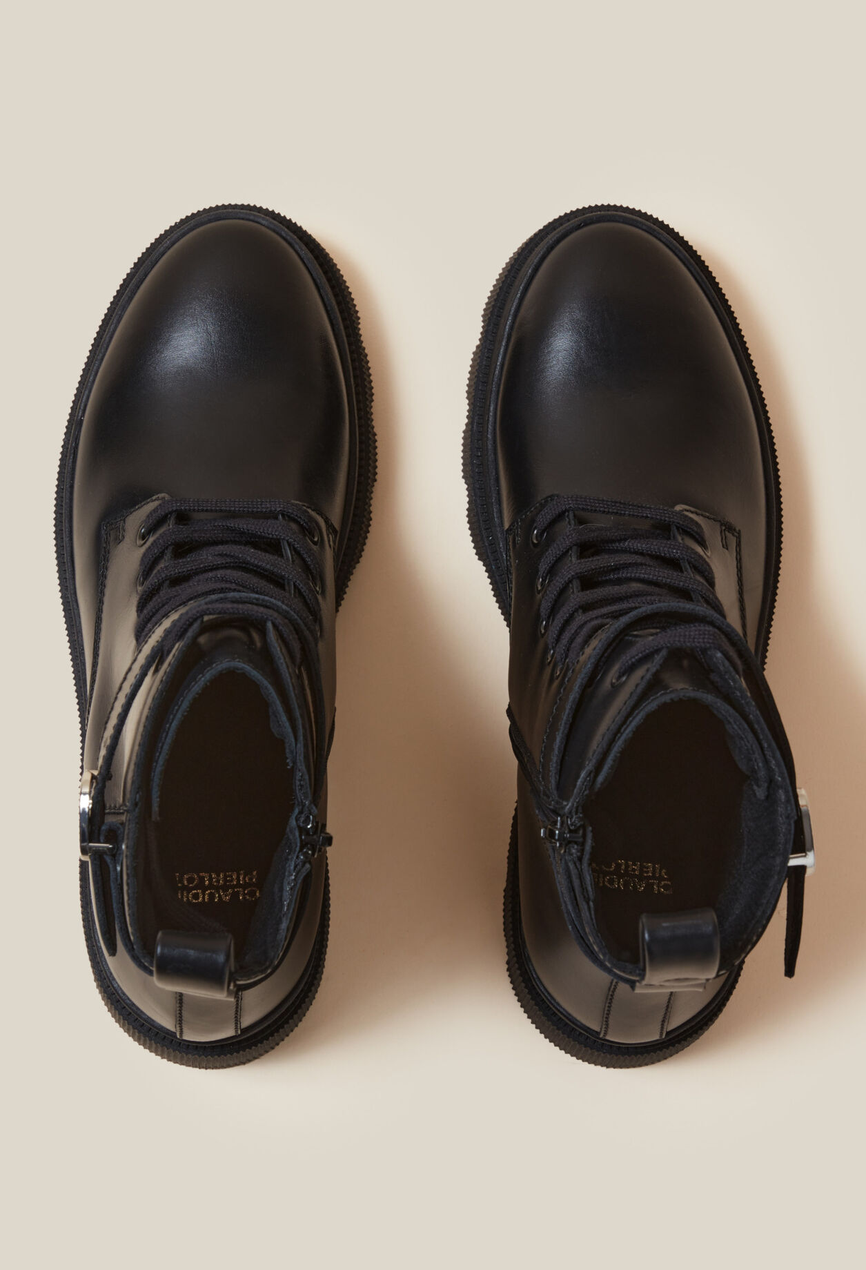 Leather combat boots