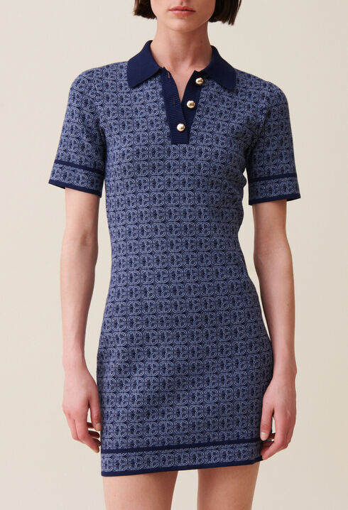 Navy monogram short dress