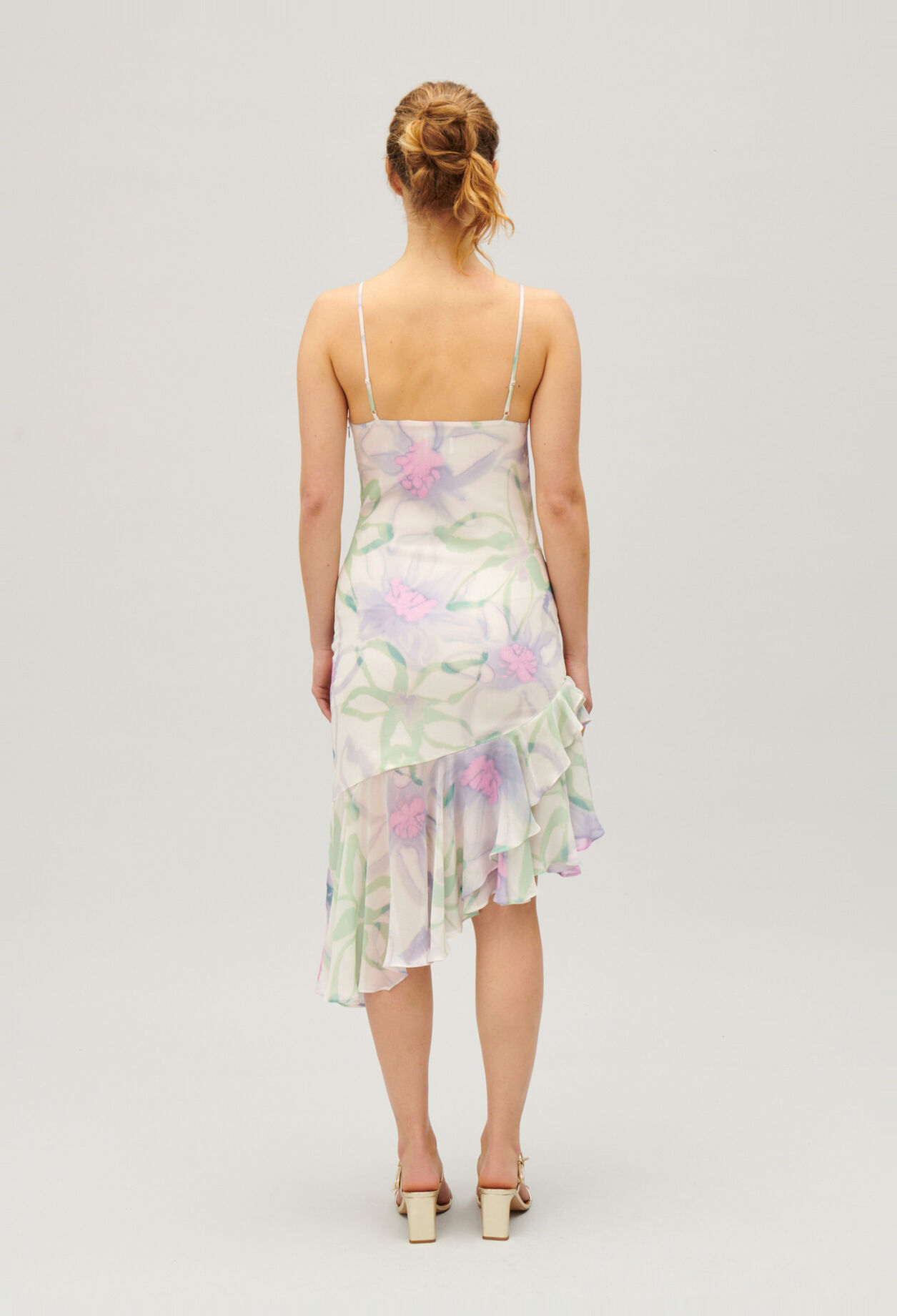 Silk printed midi dress