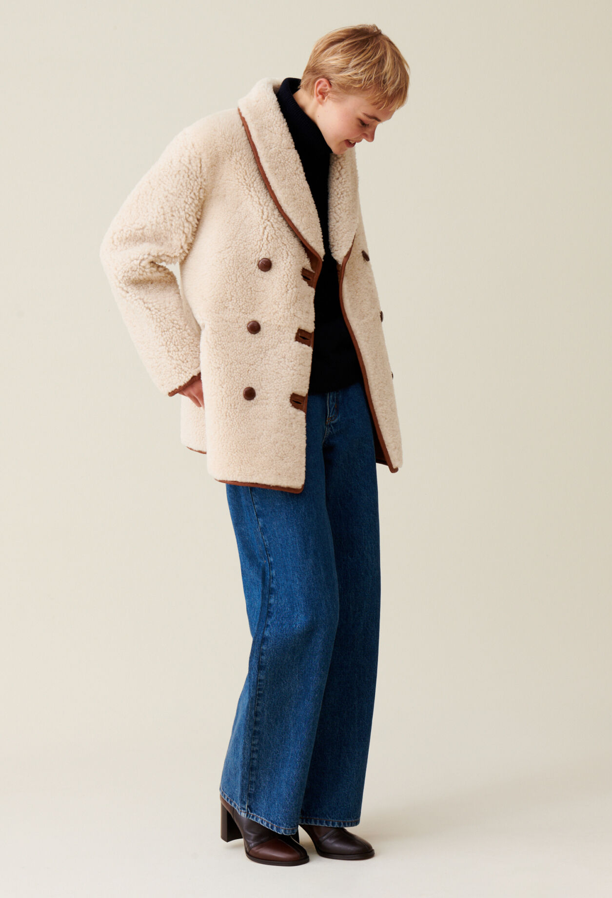 Ecru wool coat hot sale