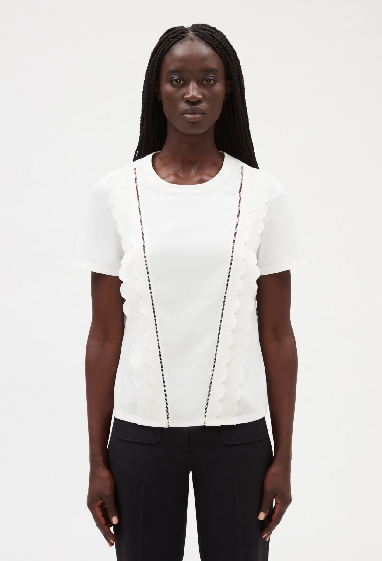 White scalloped T-shirt