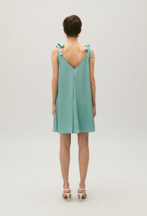 Aqua satin mini dress