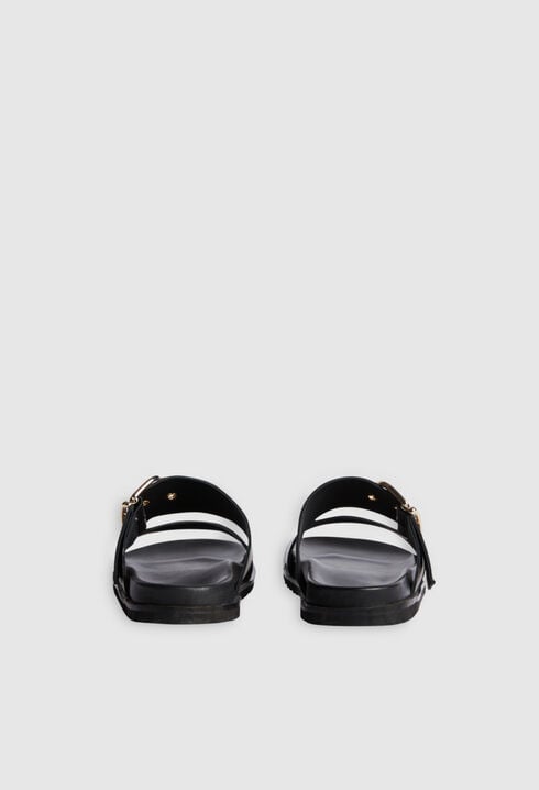 Black leather sandals