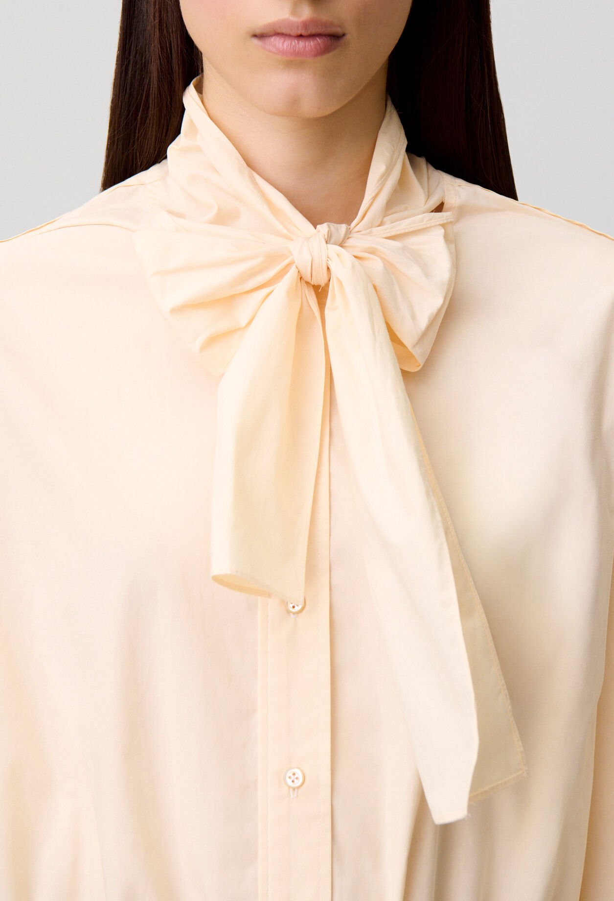 Pussy-bow poplin blouse