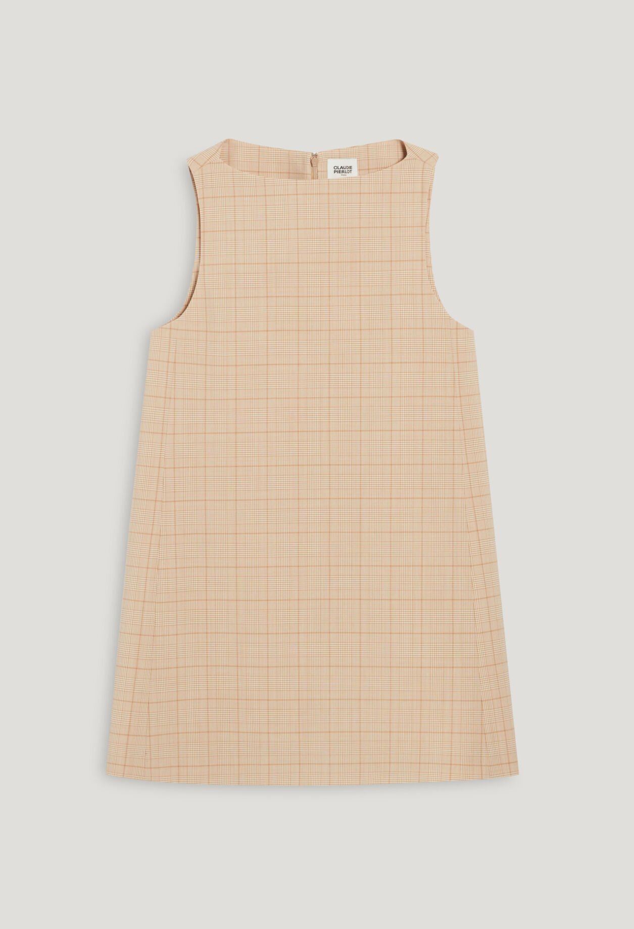 Short beige checked dress