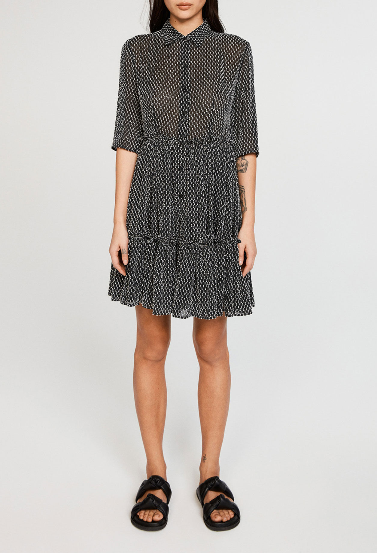 Ruffled shirt dress