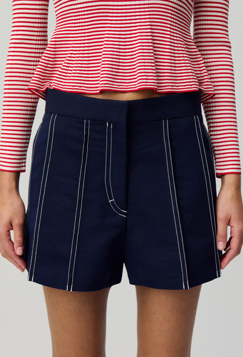 Pleated Contrast Shorts