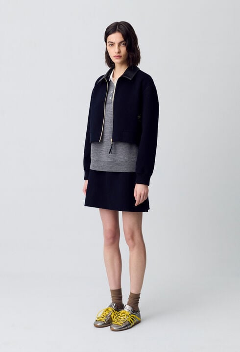 Short Straight Wool Skirt
