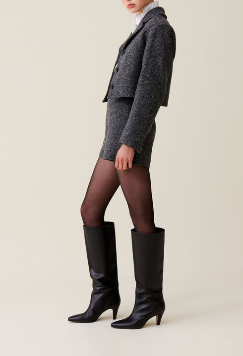 Grey tweed mixed wool blazer