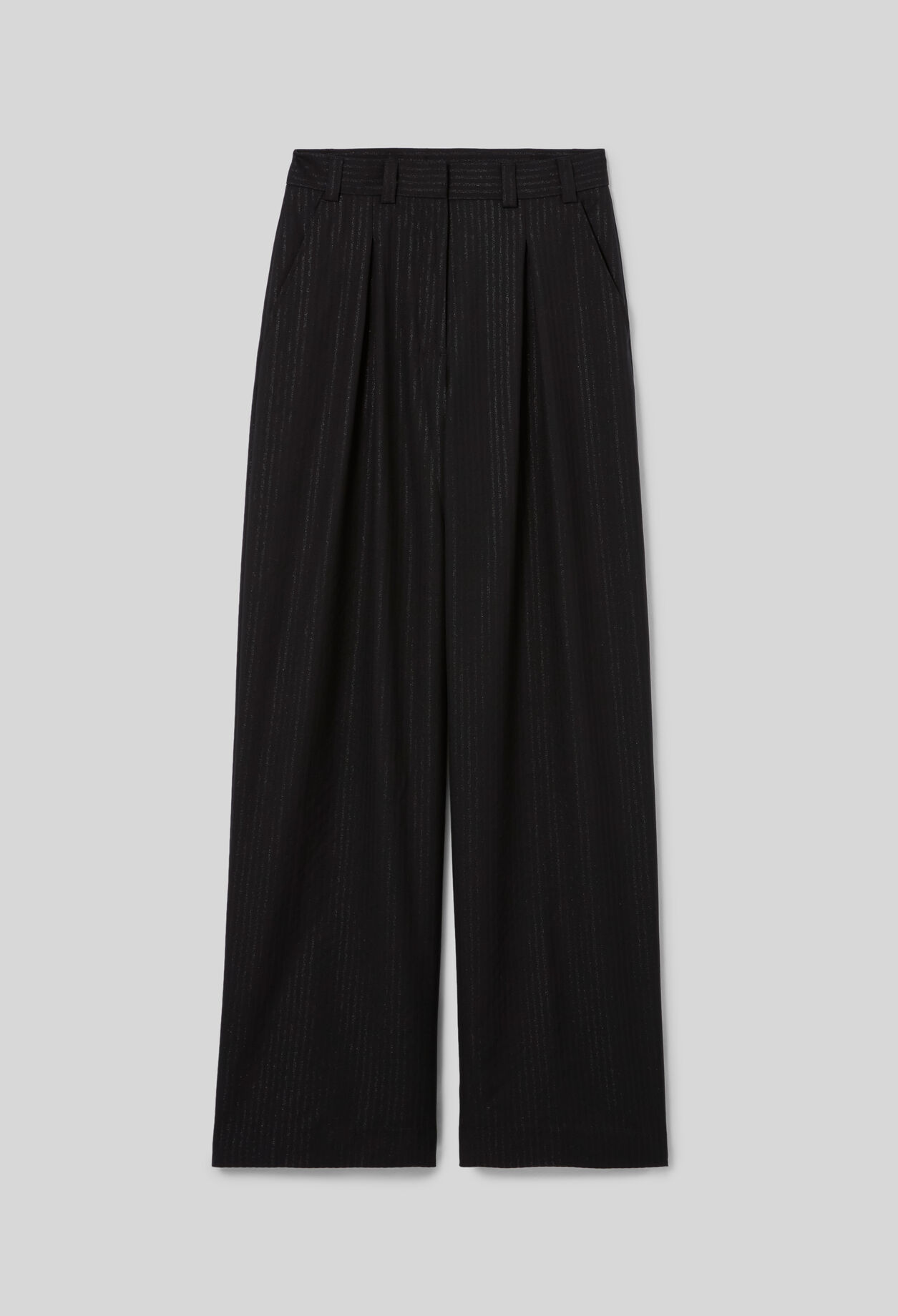 Straight striped wool trousers