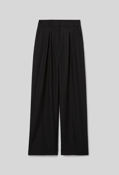 Straight striped wool trousers
