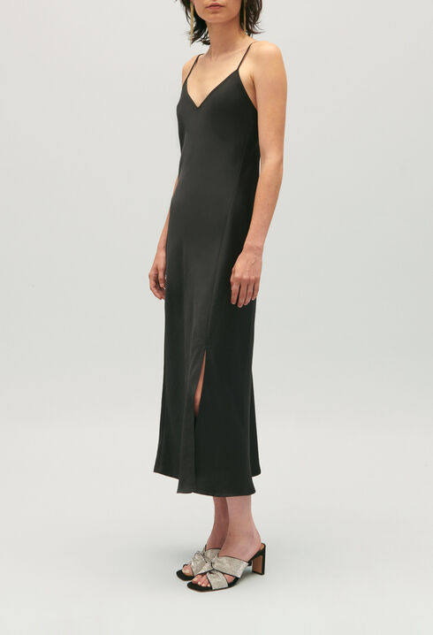 Black midi babydoll dress 