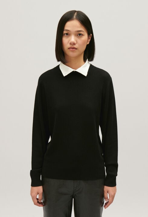 Black wool jumper with high neck