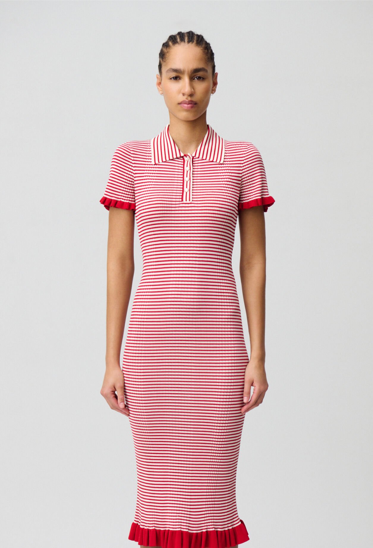 Striped fine knit maxi dress