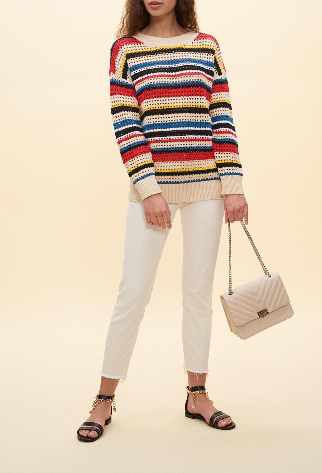 Striped openwork sweater