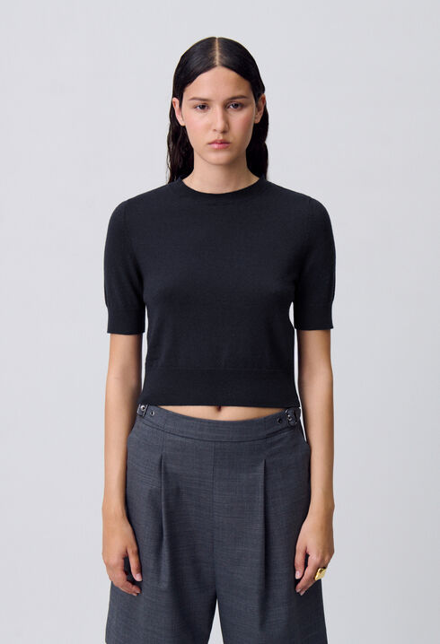 Fine Knit Top with Collar
