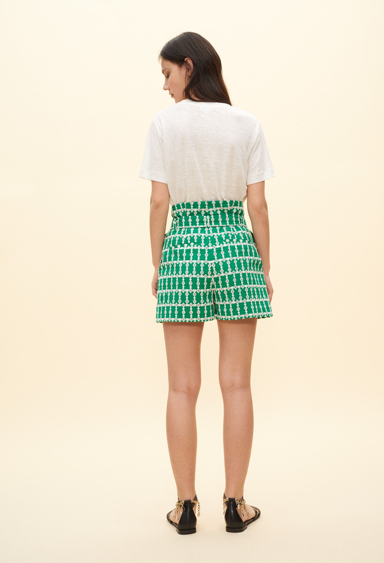 Tie-up printed shorts