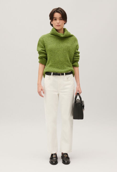 Matcha knitted polo neck jumper