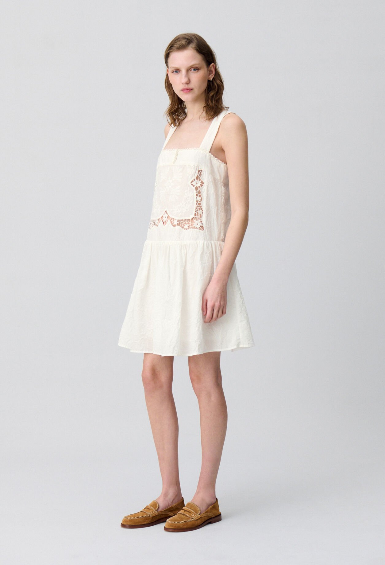 Short Dress with Embroidered Bodice